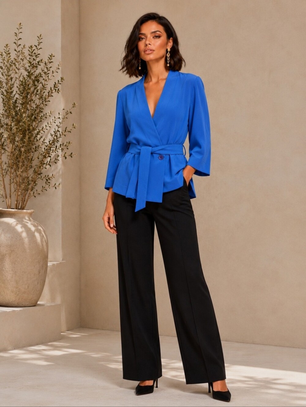 Rouie Vintage Cobalt Blue Virgin Wool Double Breasted Blazer